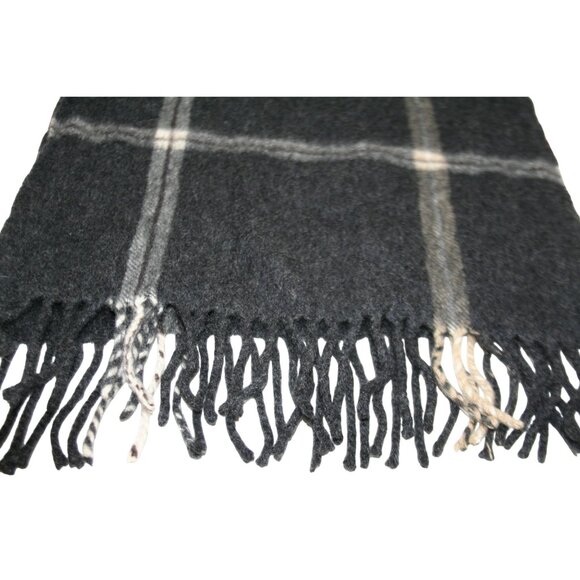 Jos A Bank 100% Cashmere Scarf Mens Gray Plaid Soft Quiet Luxury Neutral Classic - Picture 3 of 3